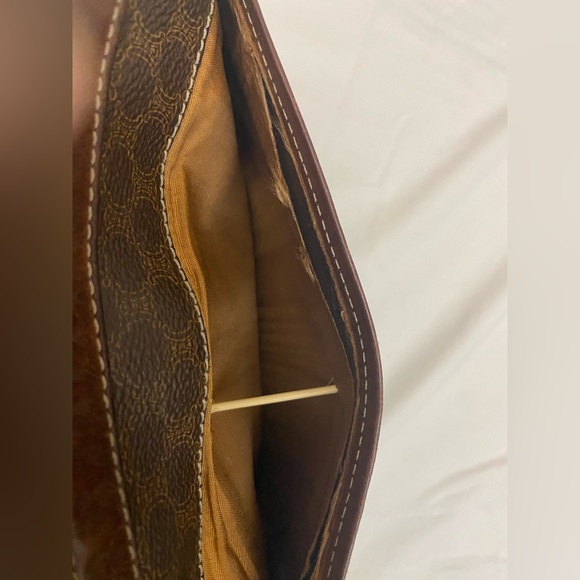 Celine Vintage Triomphe Canvas, Macadam Leather Clutch Wristlet Cosmetic Pouch - Picture 8 of 11